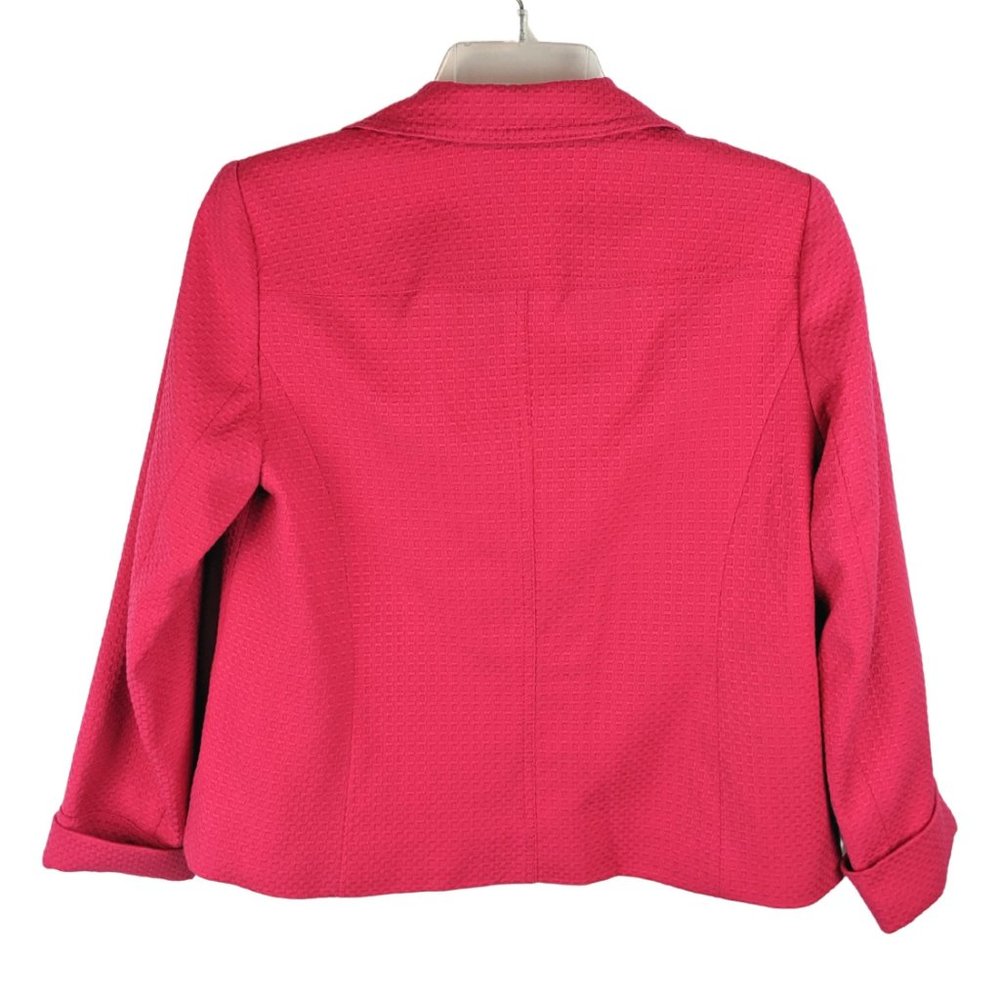 TALBOTS Bright Raspberry Pink Textured 3 Button Blazer Jacket NWT 2 Petite - Picture 5 of 5